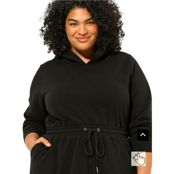 TORRID MINI Black Super Soft Fleece Hooded Sweatshirt Dress With Pockets Size 2X - Picture 3 of 16